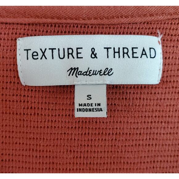 MADEWELL Texture & Thread S Top V-Neck Tie Waist Rust Brown Ribbed Knit Bust 34" - Picture 3 of 7